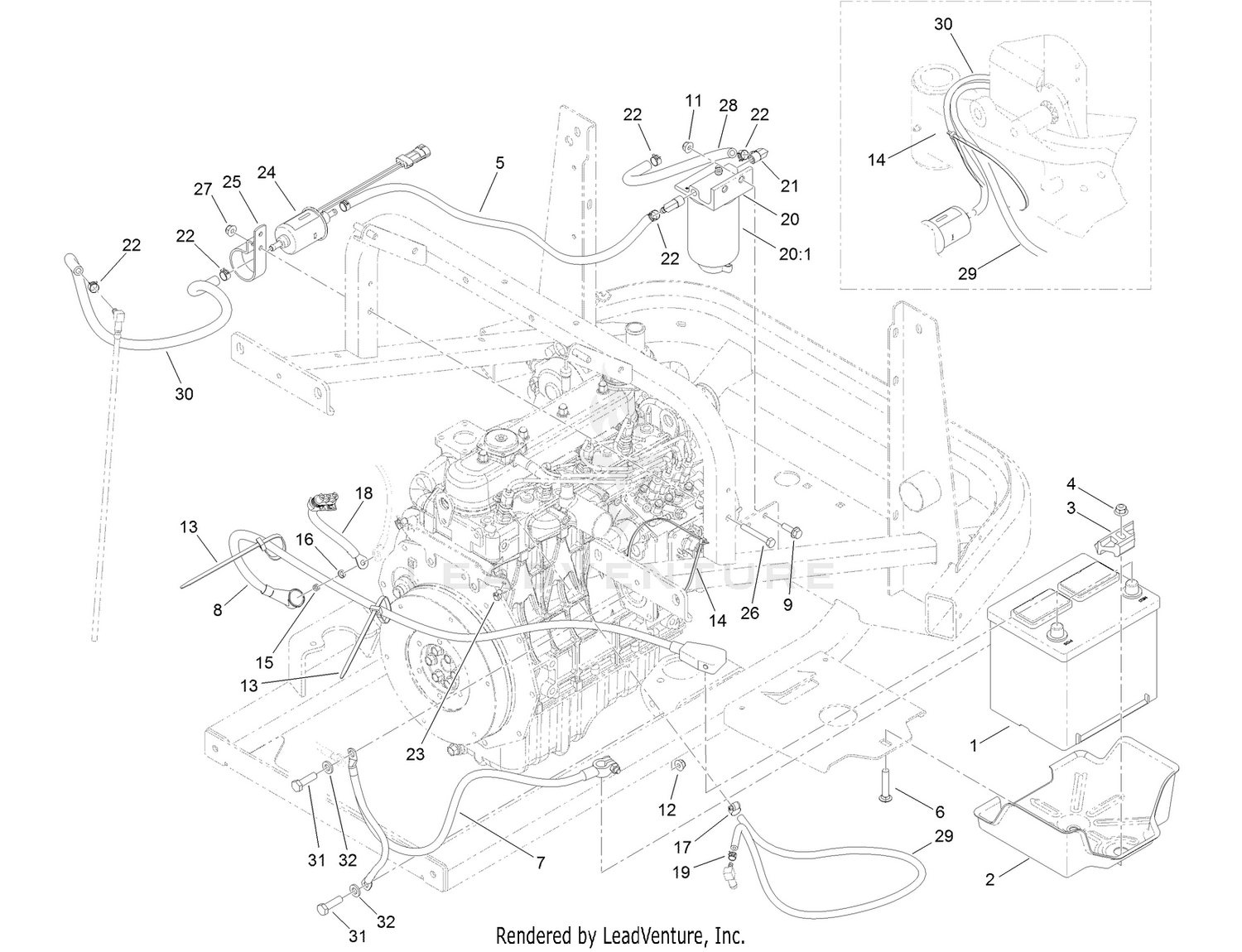 Battery and Fuel Delivery Assembly