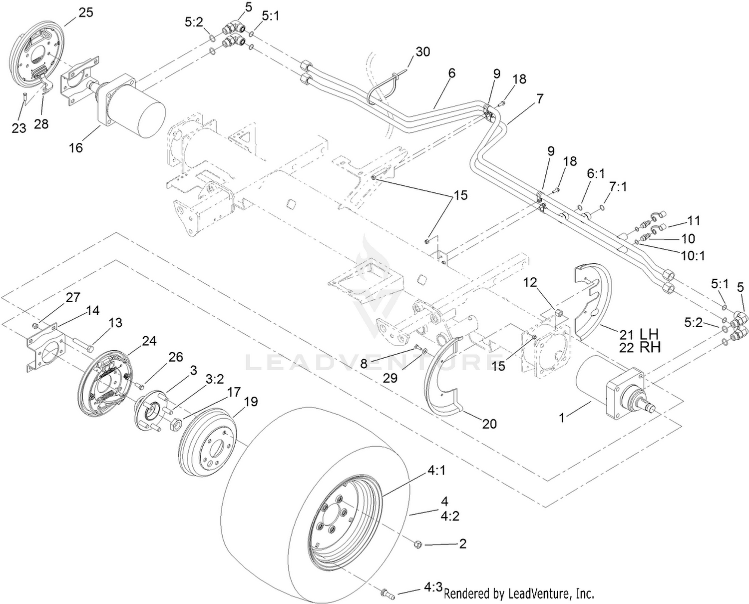 Front Wheel, Brake and Hydraulic Motor Assembly