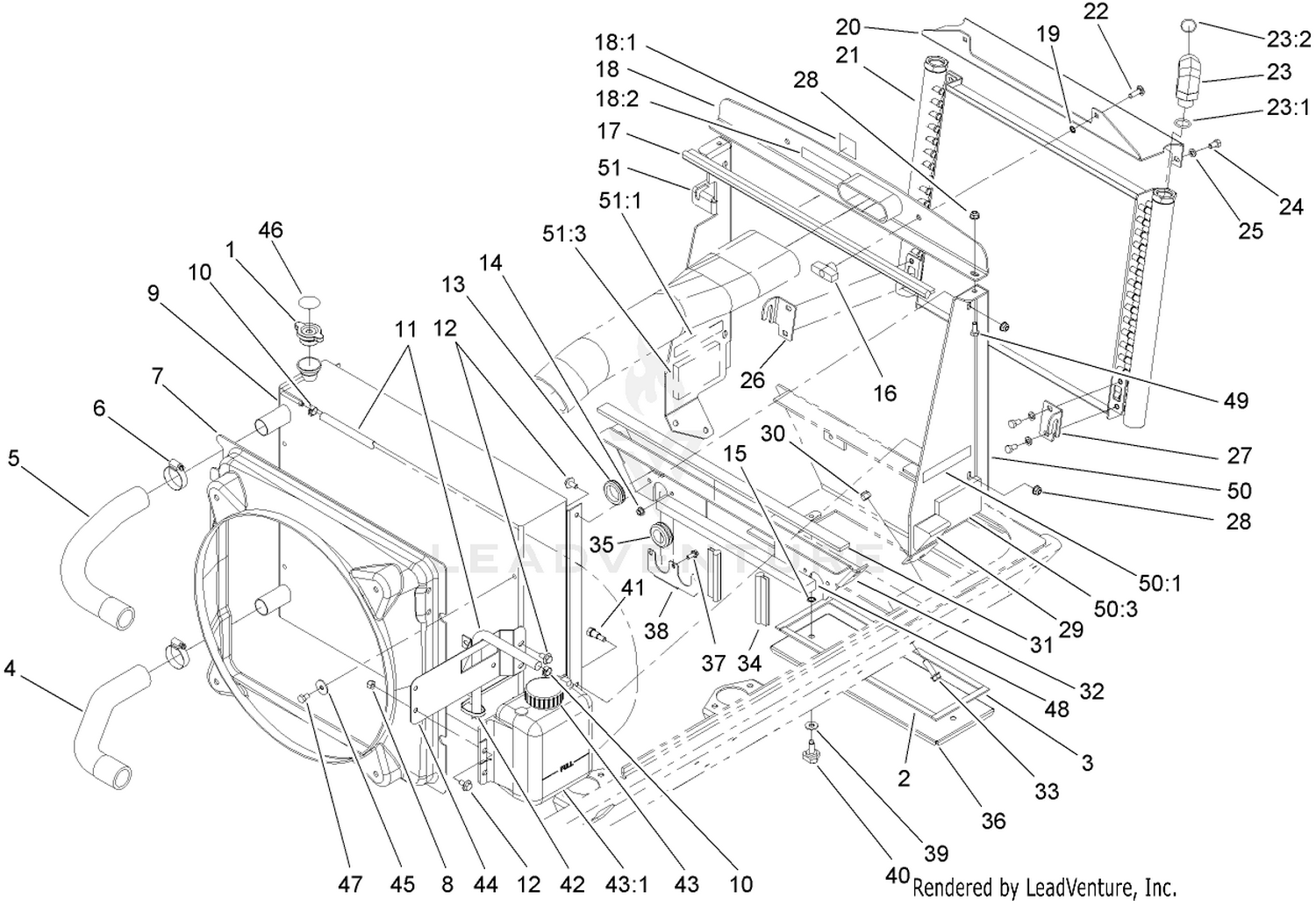 Radiator, Oil Cooler and Support Assembly