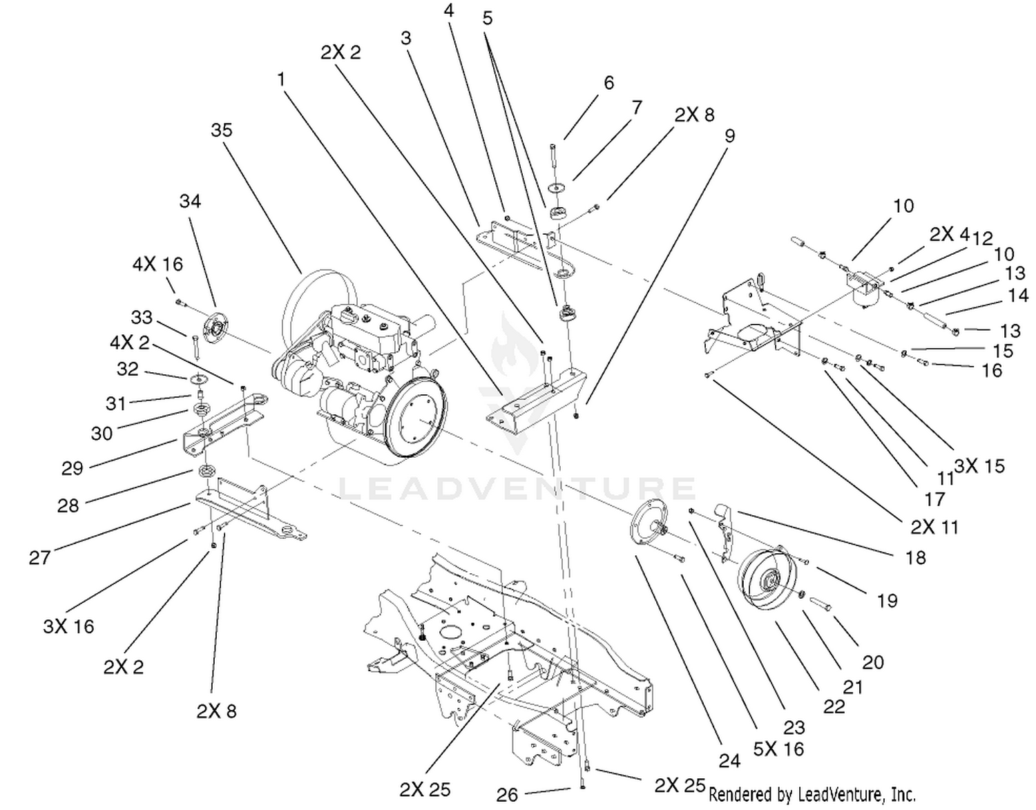 Liquid Cooled Diesel Engine Assembly
