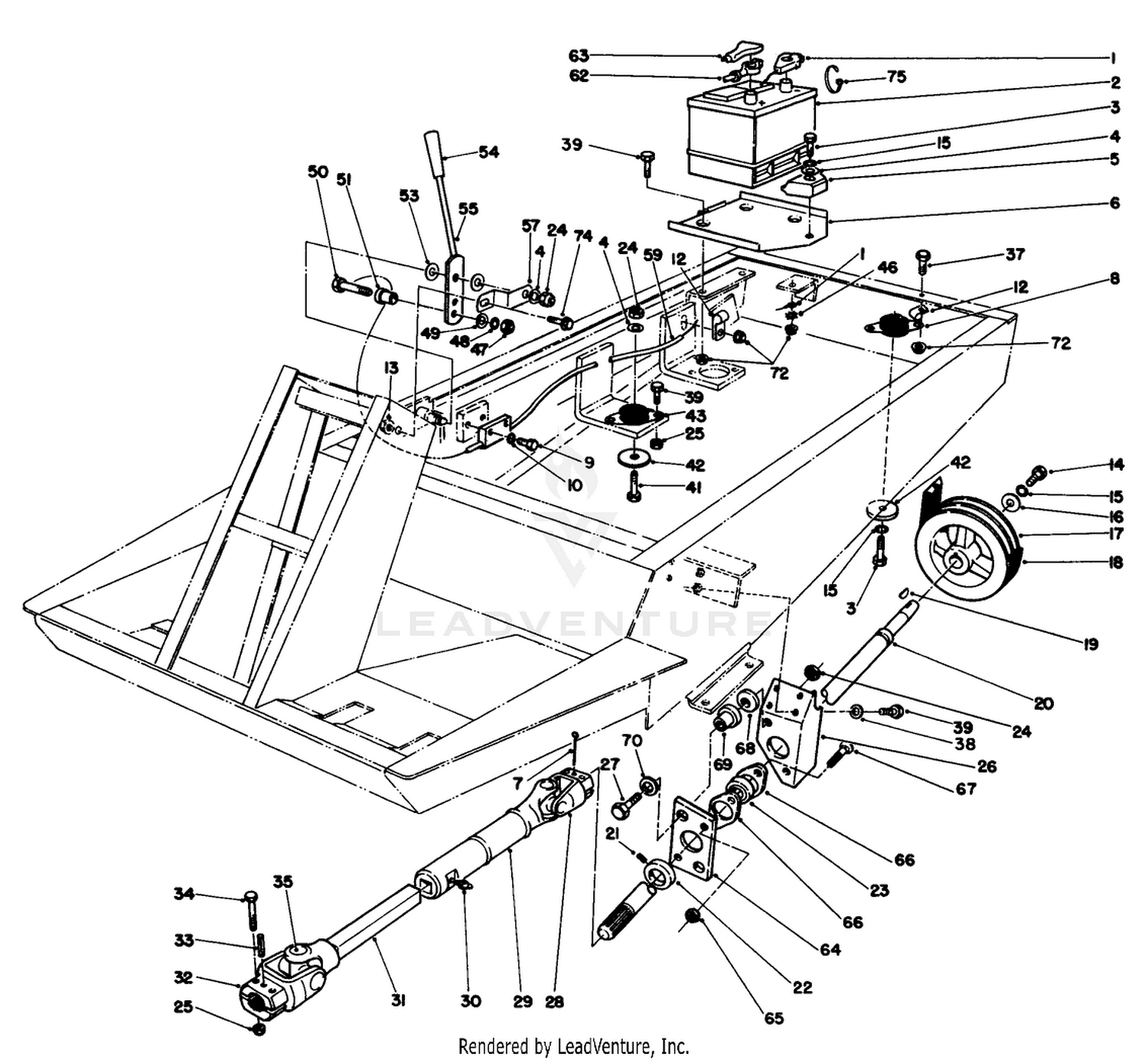 POWER TAKE OFF, BATTERY, AND ENGINE MOUNT ASSEMBLY