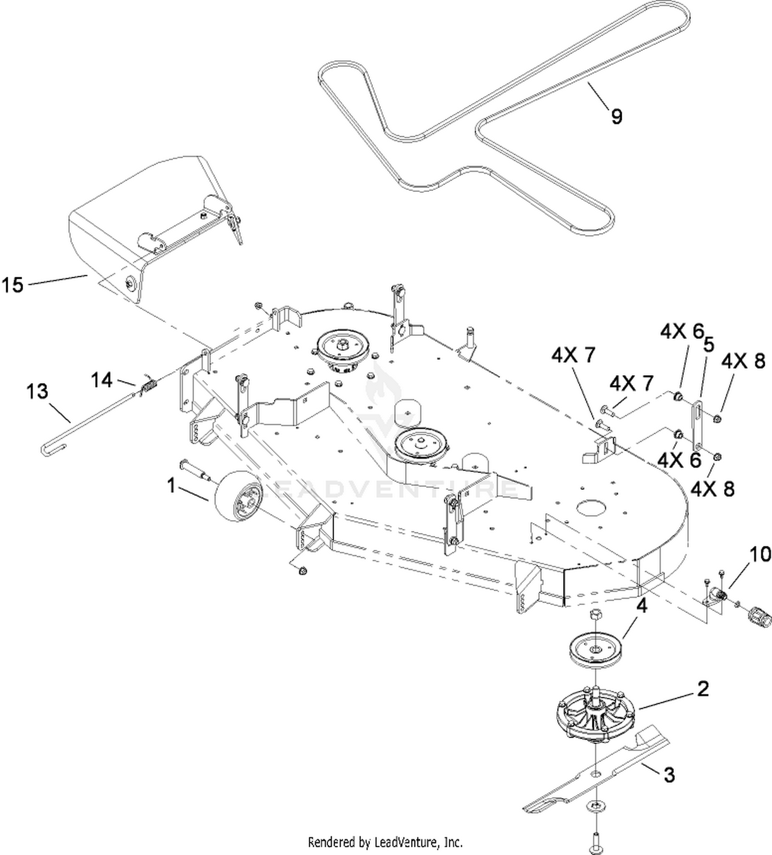 52 Inch Deck and Discharge Chute Assembly