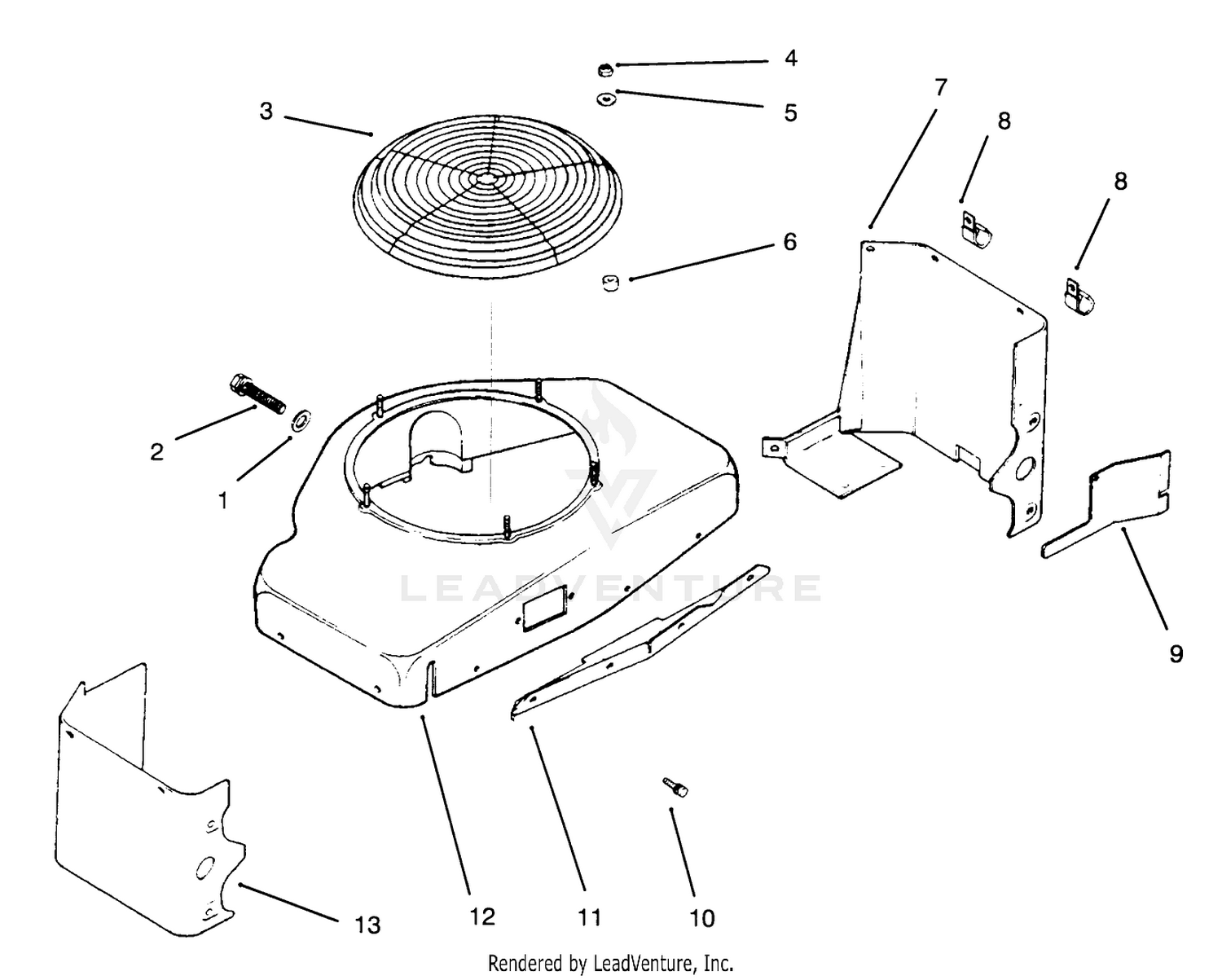 Blower Housing And Baffles Engine Kohler Model No. Mv16s-Type Ps56519