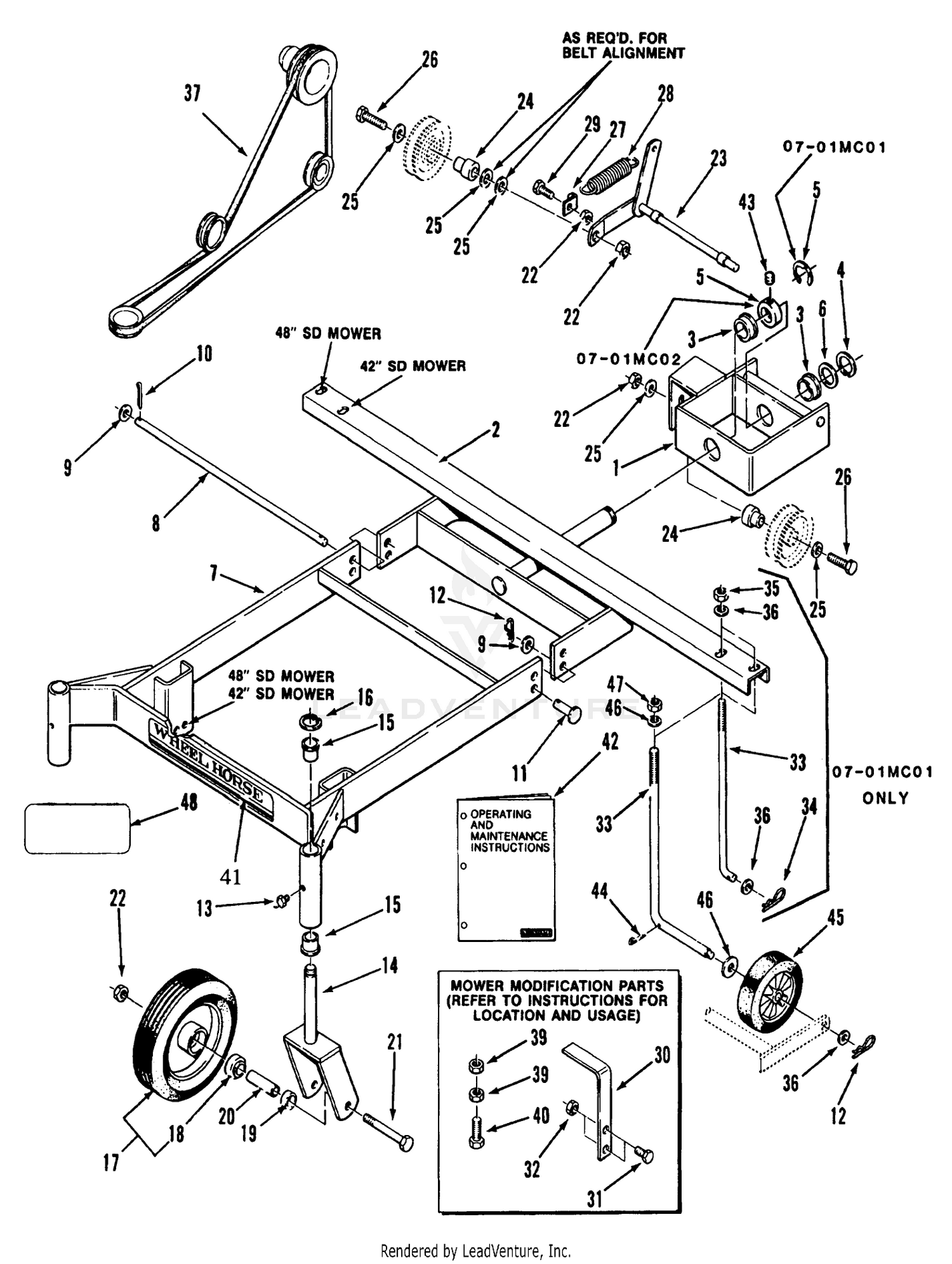 Front Mount Mower Carrier Vehicle Identification Number 07-01mc01, 07-01mc02, 07-01mc03