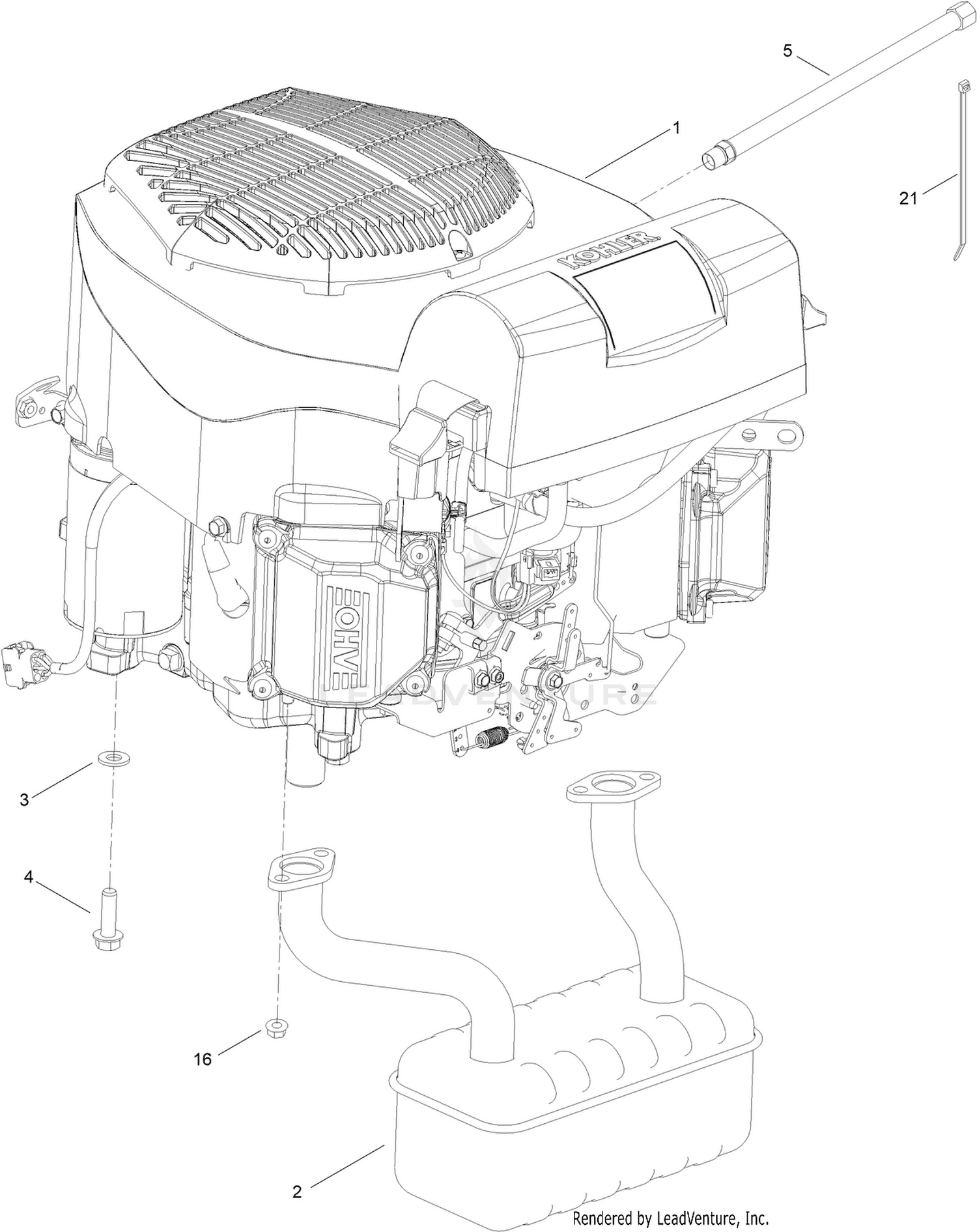 Engine and Muffler Assembly