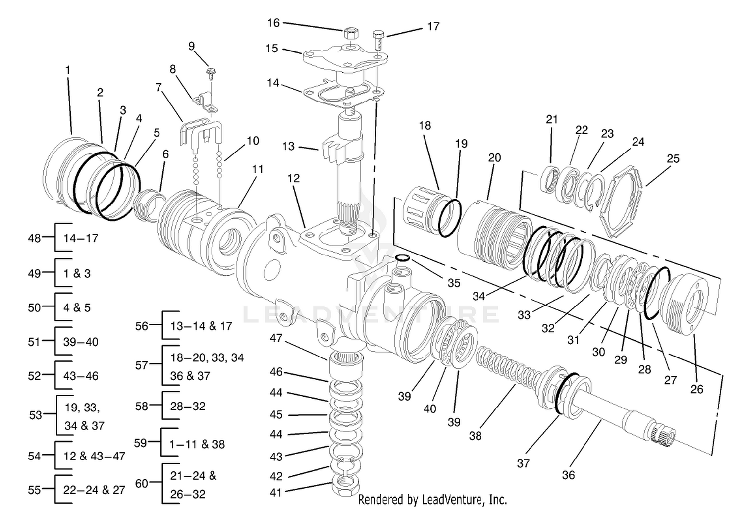 2 Wheel Drive and 4 Wheel Drive Steering Gear Assembly