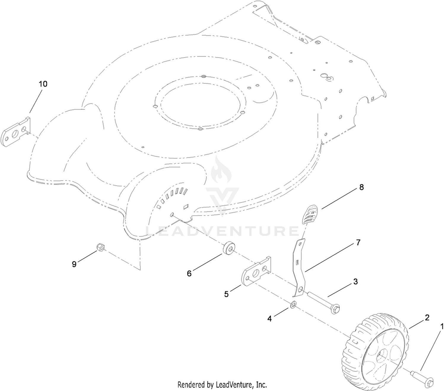 Front Wheel and Height-of-Cut Assembly