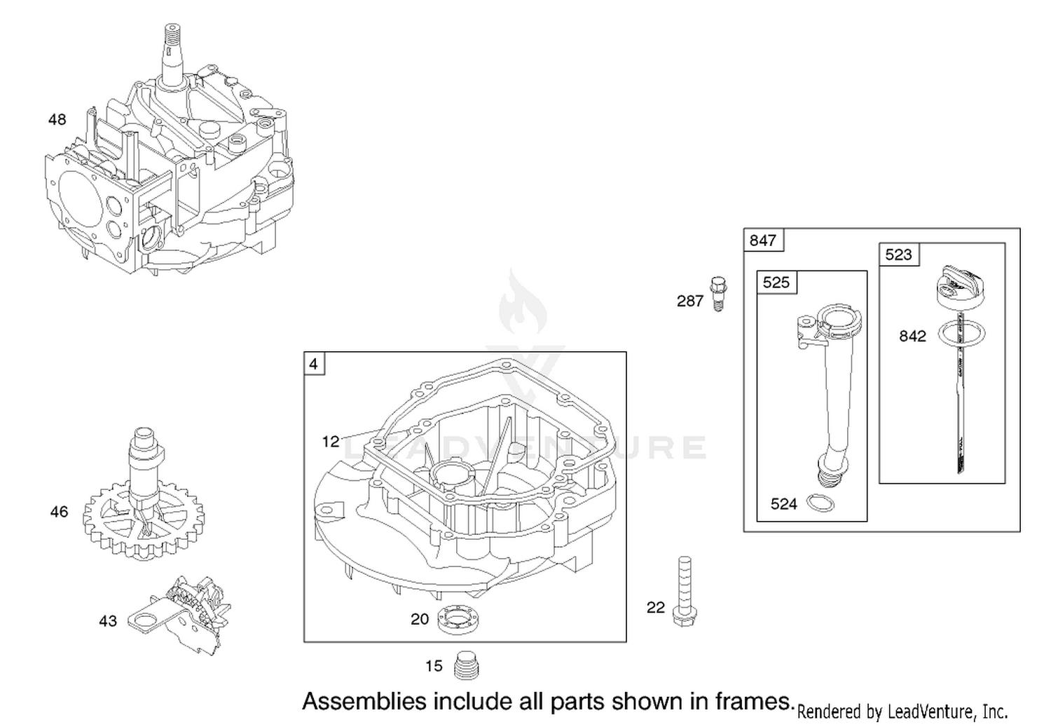 Crankcase Assembly Engine Briggs and Stratton Model 124K02-0110-B1