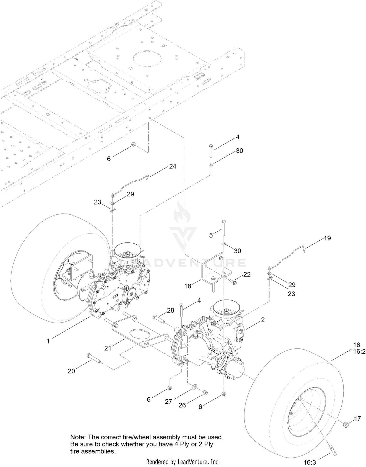 Hydro Transaxle Drive and Rear Wheel Assembly