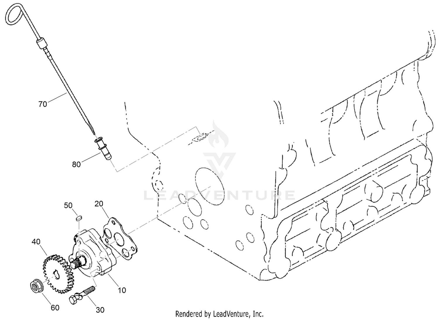 Oil Pump, Dipstick and Guide Assembly