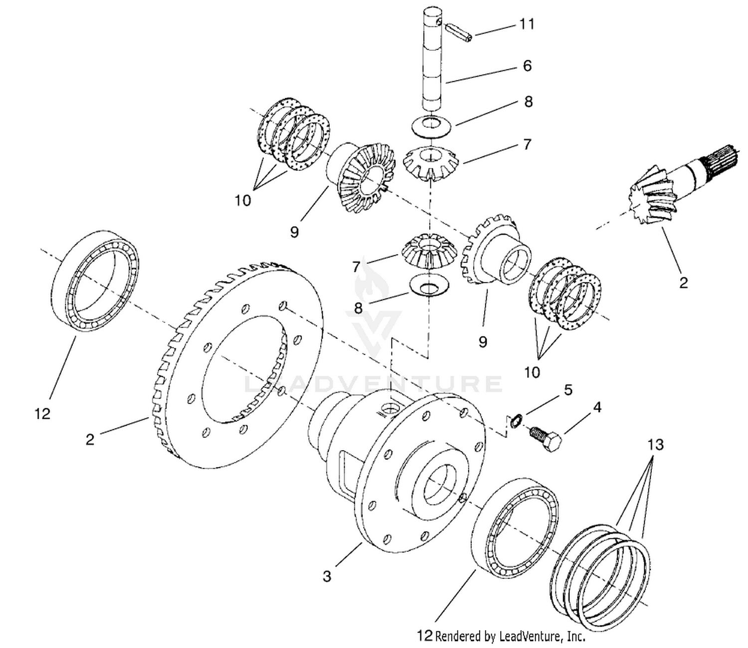 Rear Axle Assembly No. 95-7501 (continued) Differential Assembly