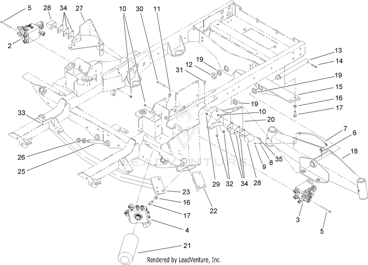 Frame, Rear Axle Mount and Bumper Assembly