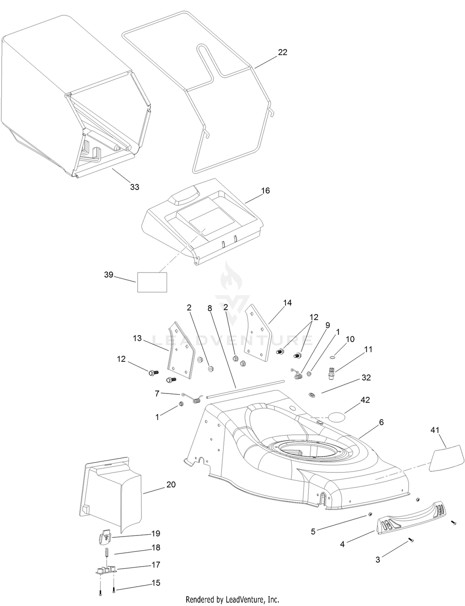 Deck and Grass Bag Assembly