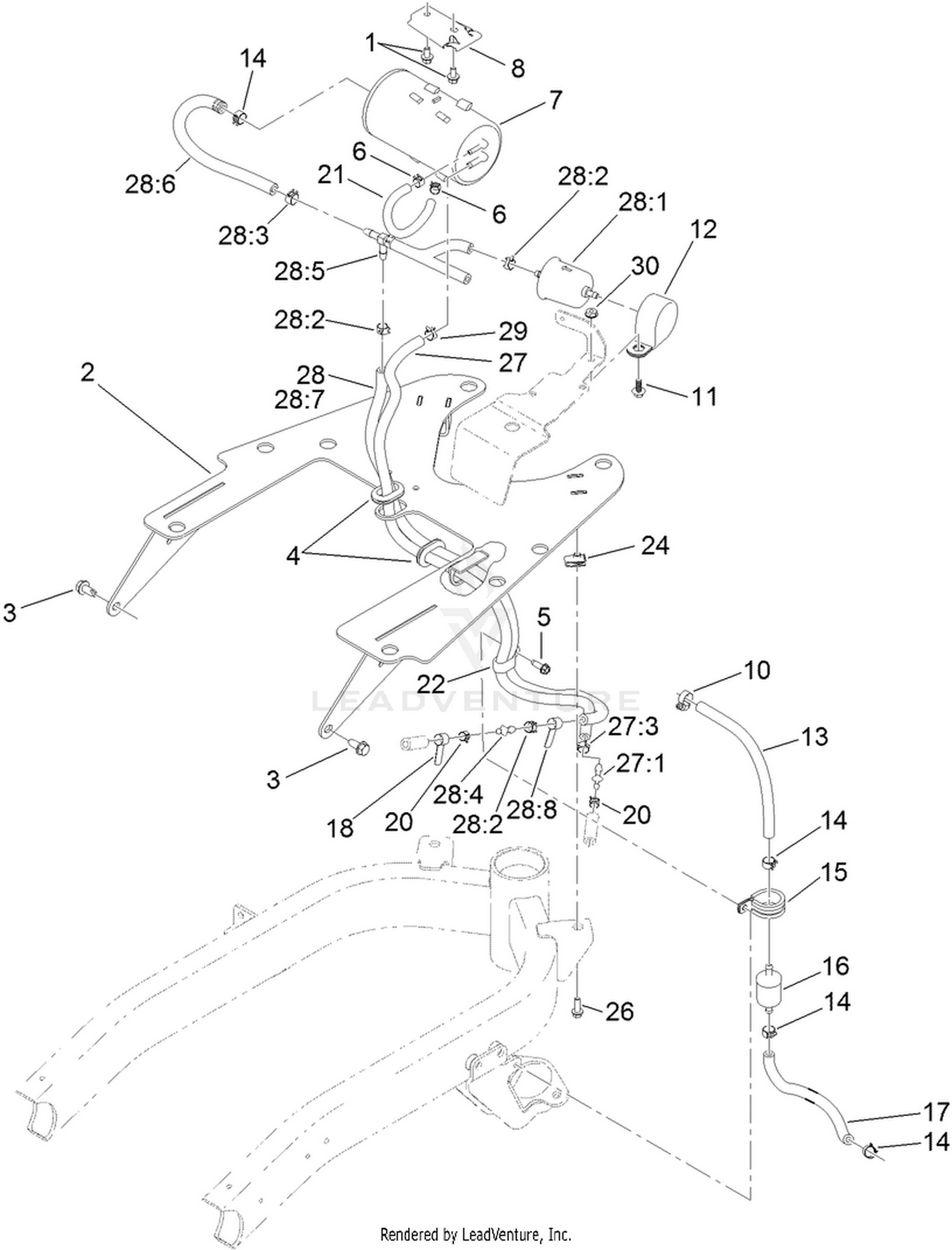 Fuel Line and Carbon Canister  Hose Routing Assembly