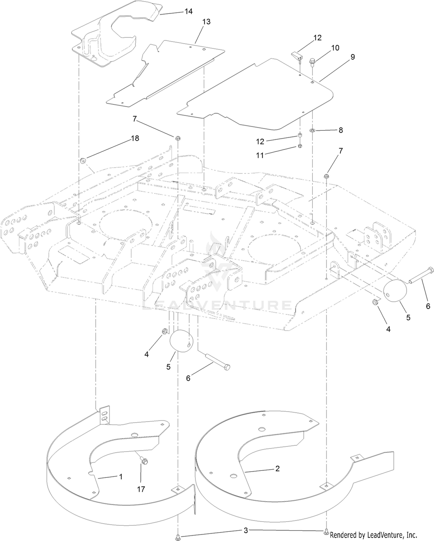 Right Deck Discharge Chamber and Cover Assembly