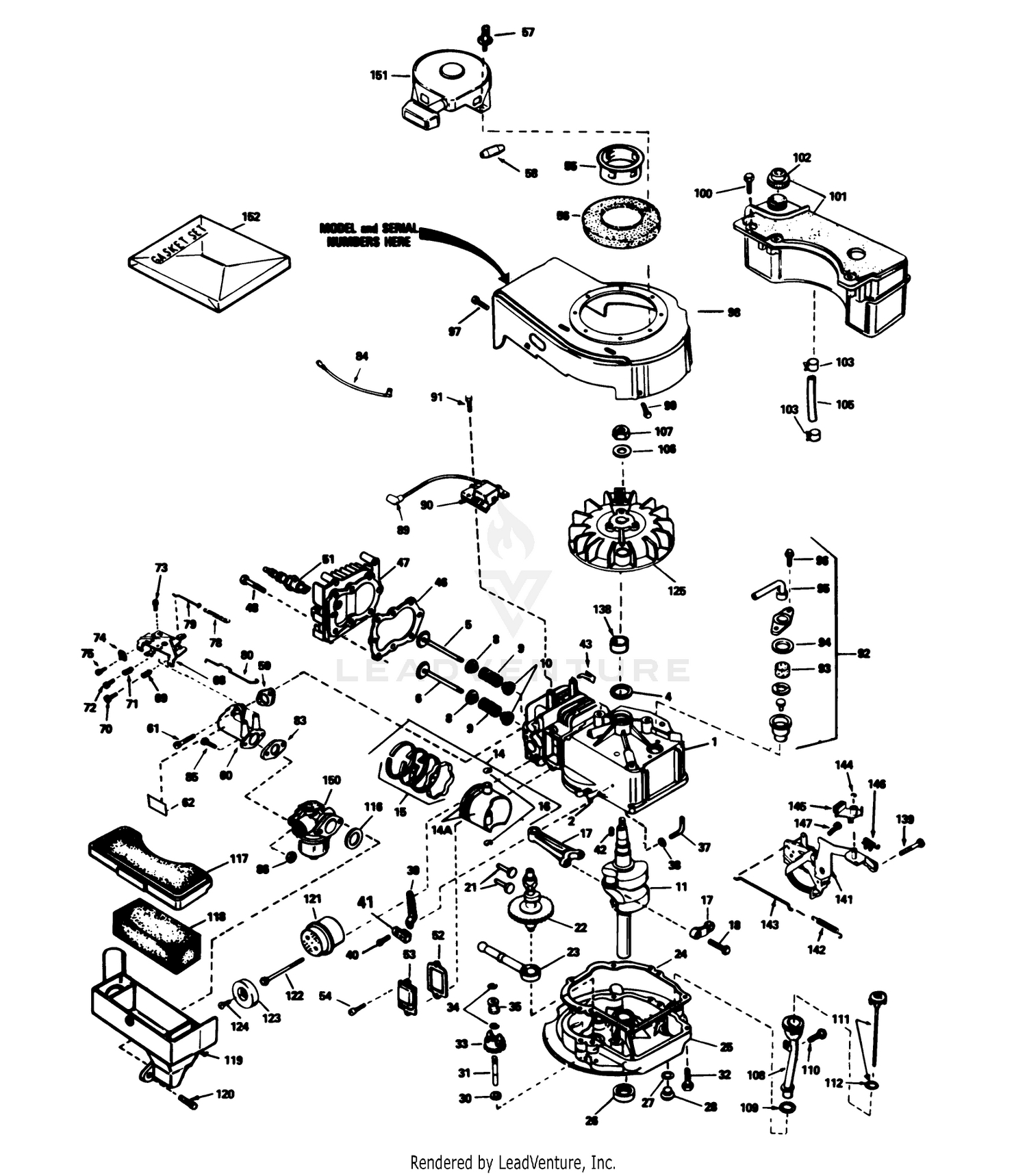 Engine Tecumseh Model No. Tvs90-43228d