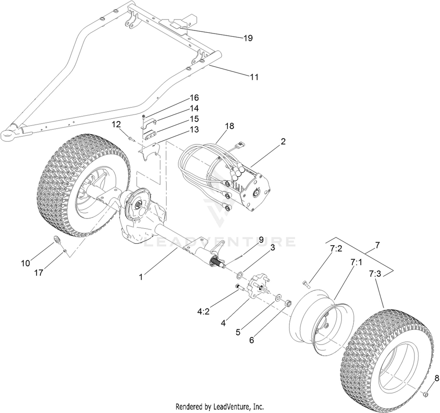Rear Axle and Motor Assembly