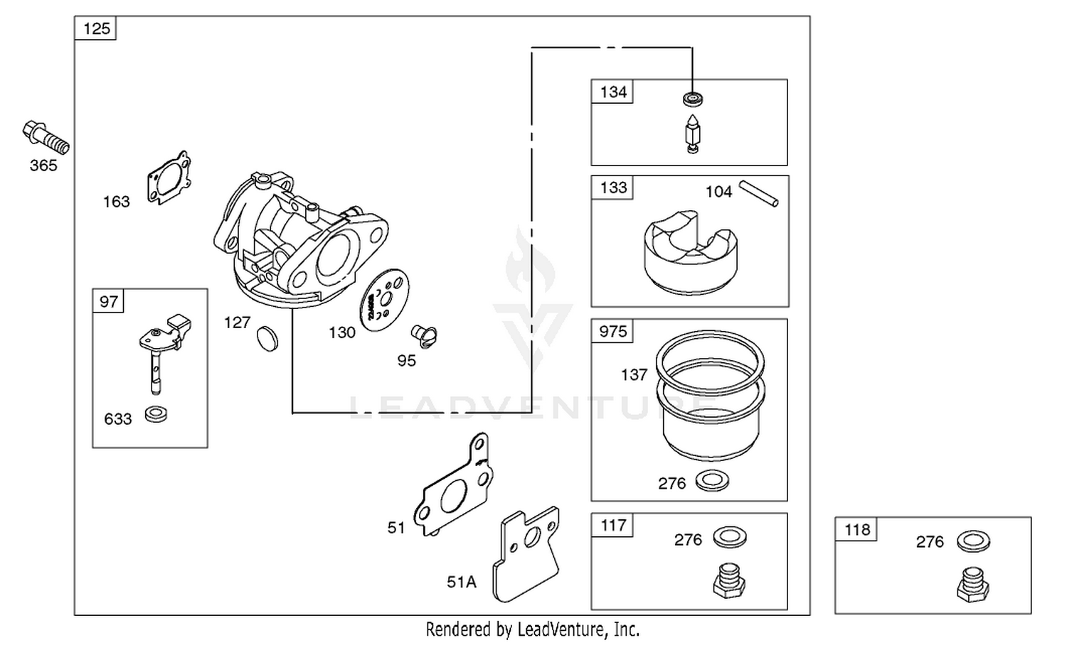 Carburetor Assembly Briggs and Stratton Model 122607-0116-E1