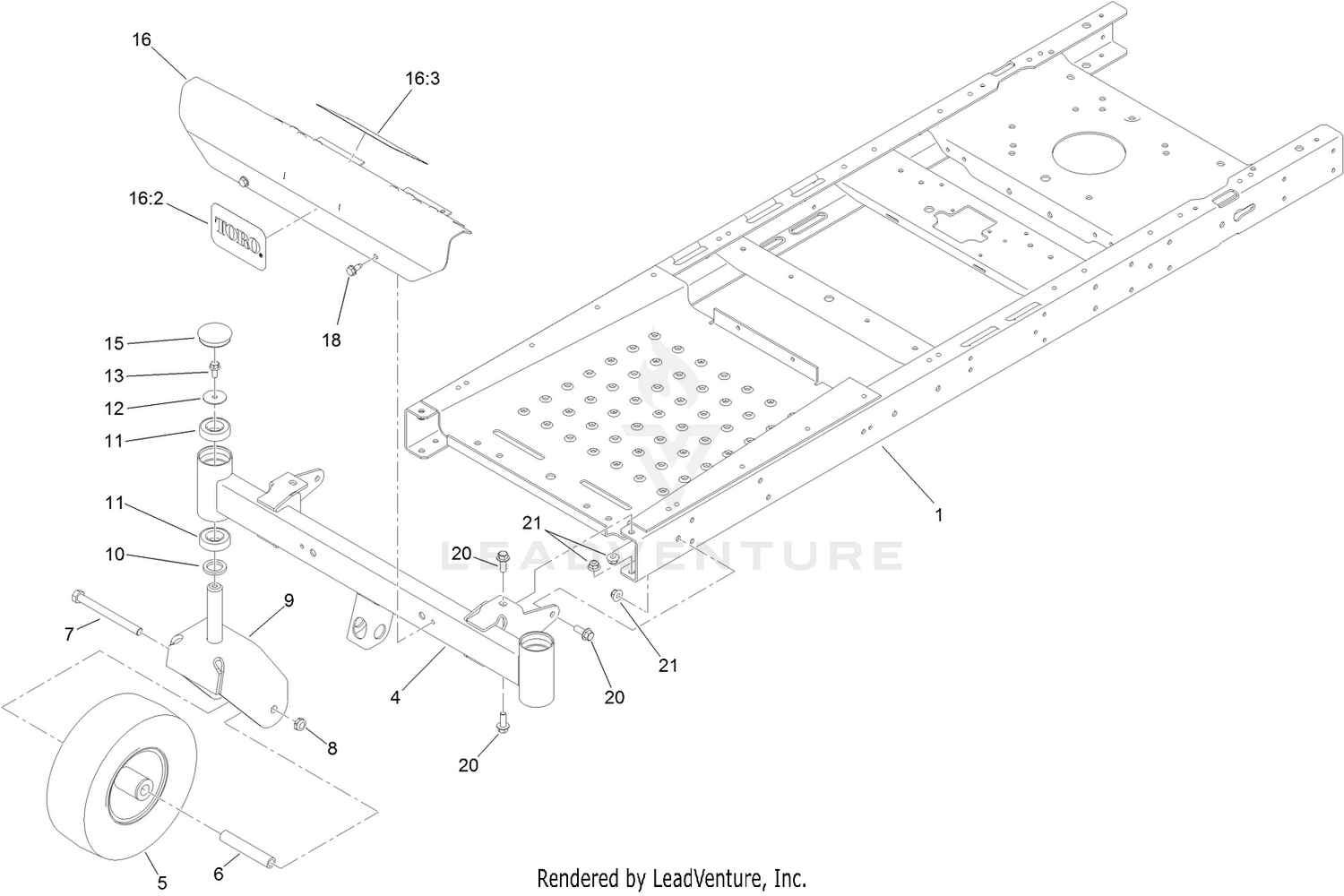 Frame, Front Axle and Caster Wheel Assembly