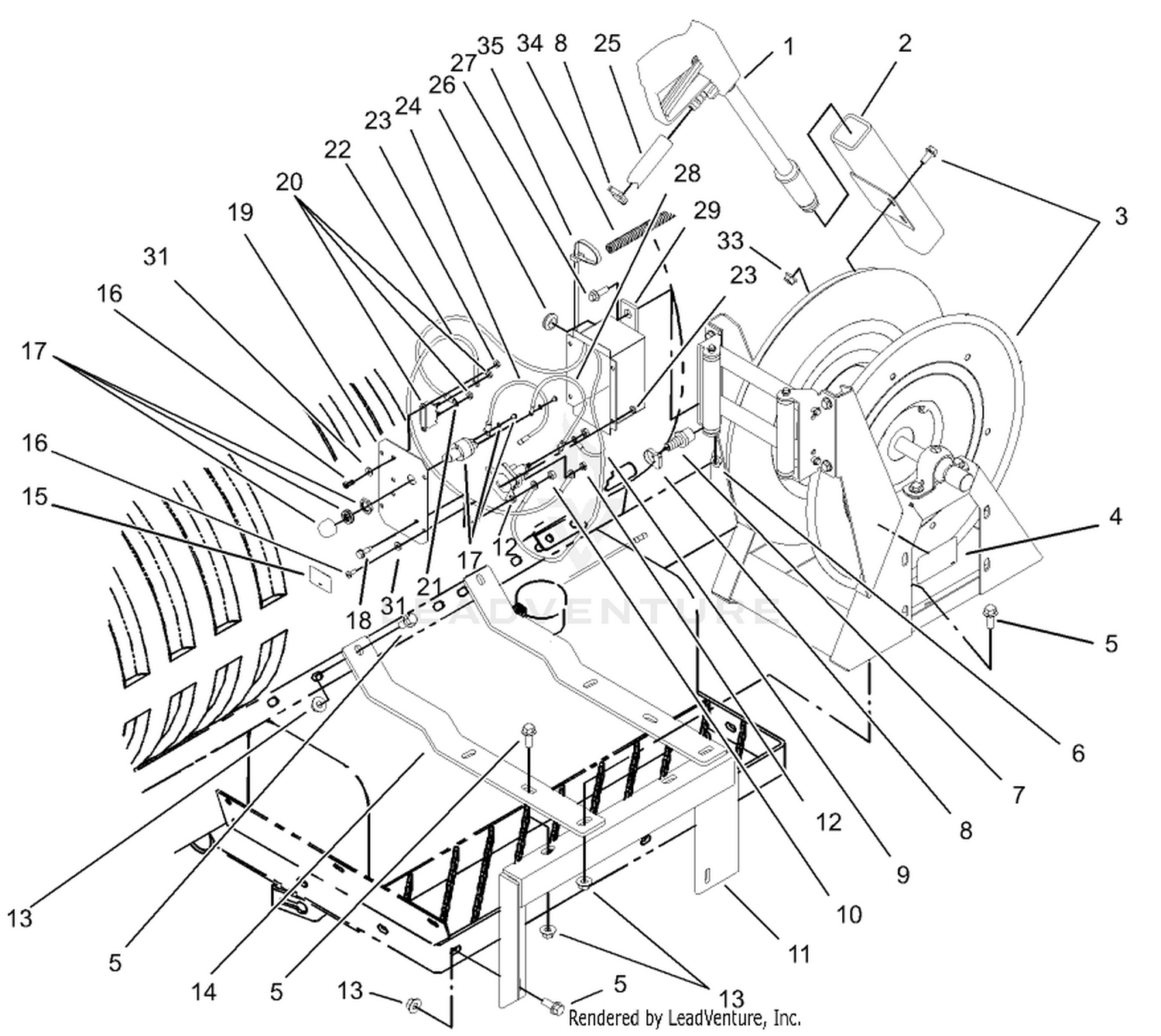 Hose Reel, Spray Gun and Electrical Box Assembly