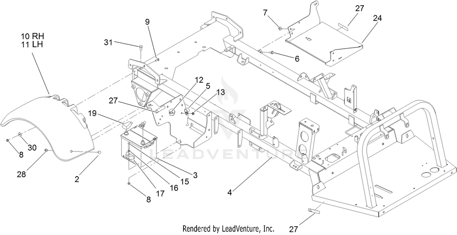 Rear Fender and Battery Mount Assembly