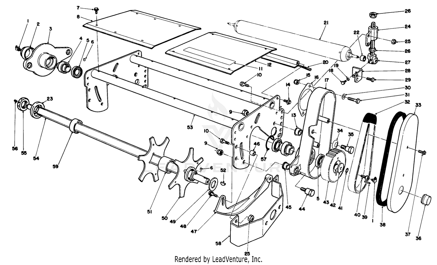 R.h.  L.h. Dethatcher Reel Assembly (optional) R.h Model No. 03732  L.h. Model No. 03730