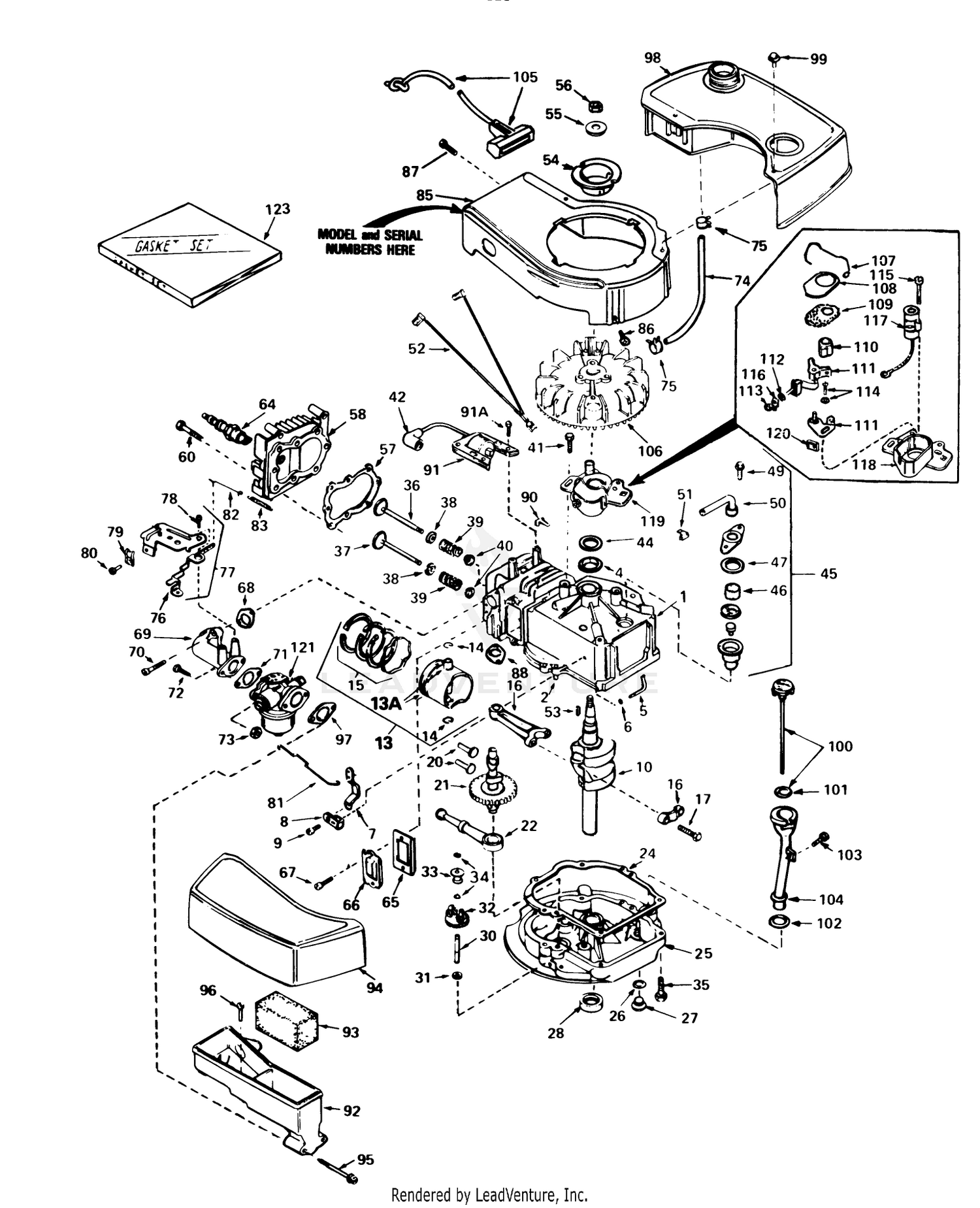 Engine Tecumseh Model No. Tnt 100-10056d