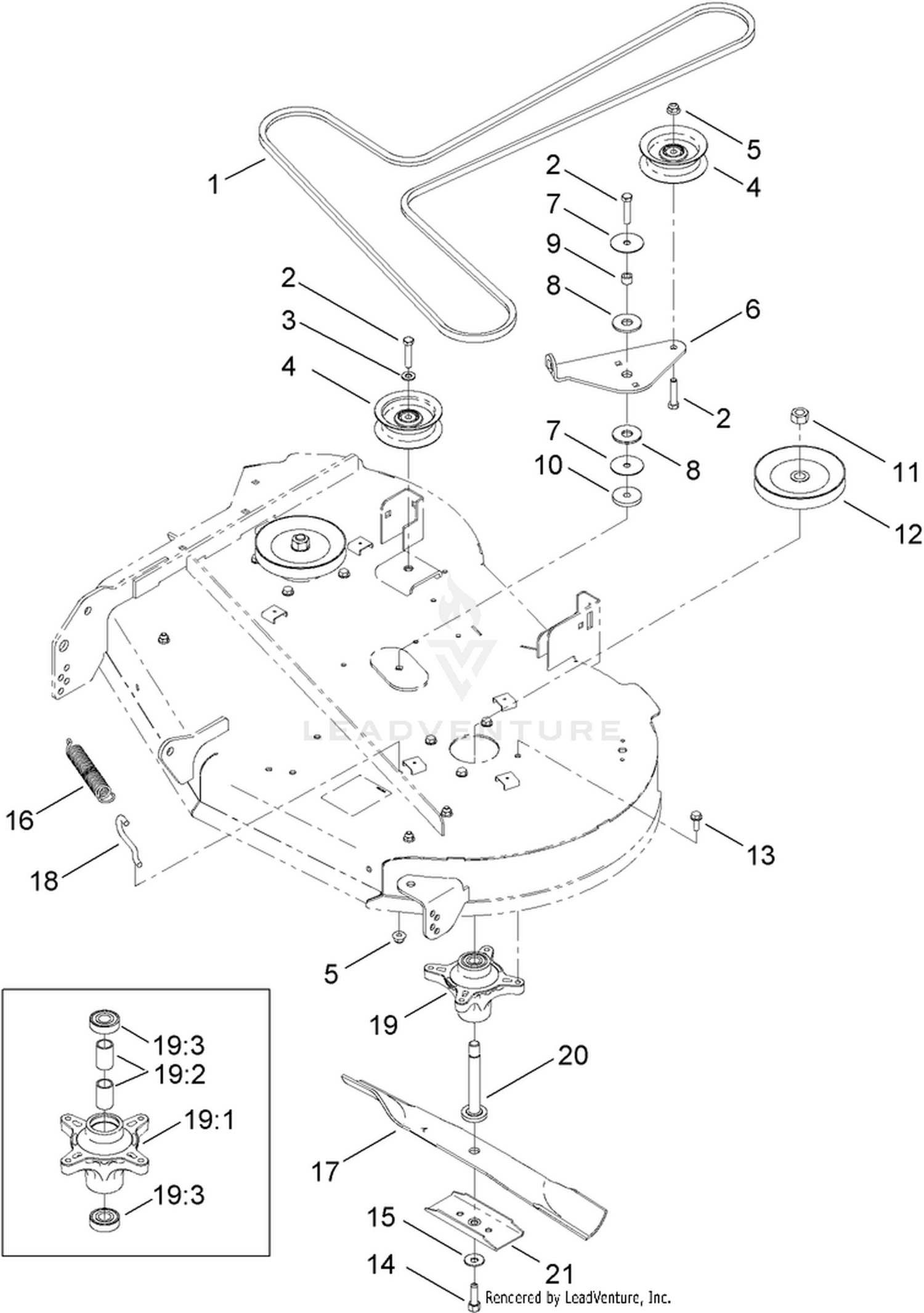 42 Inch Deck Belt and Blade Assembly