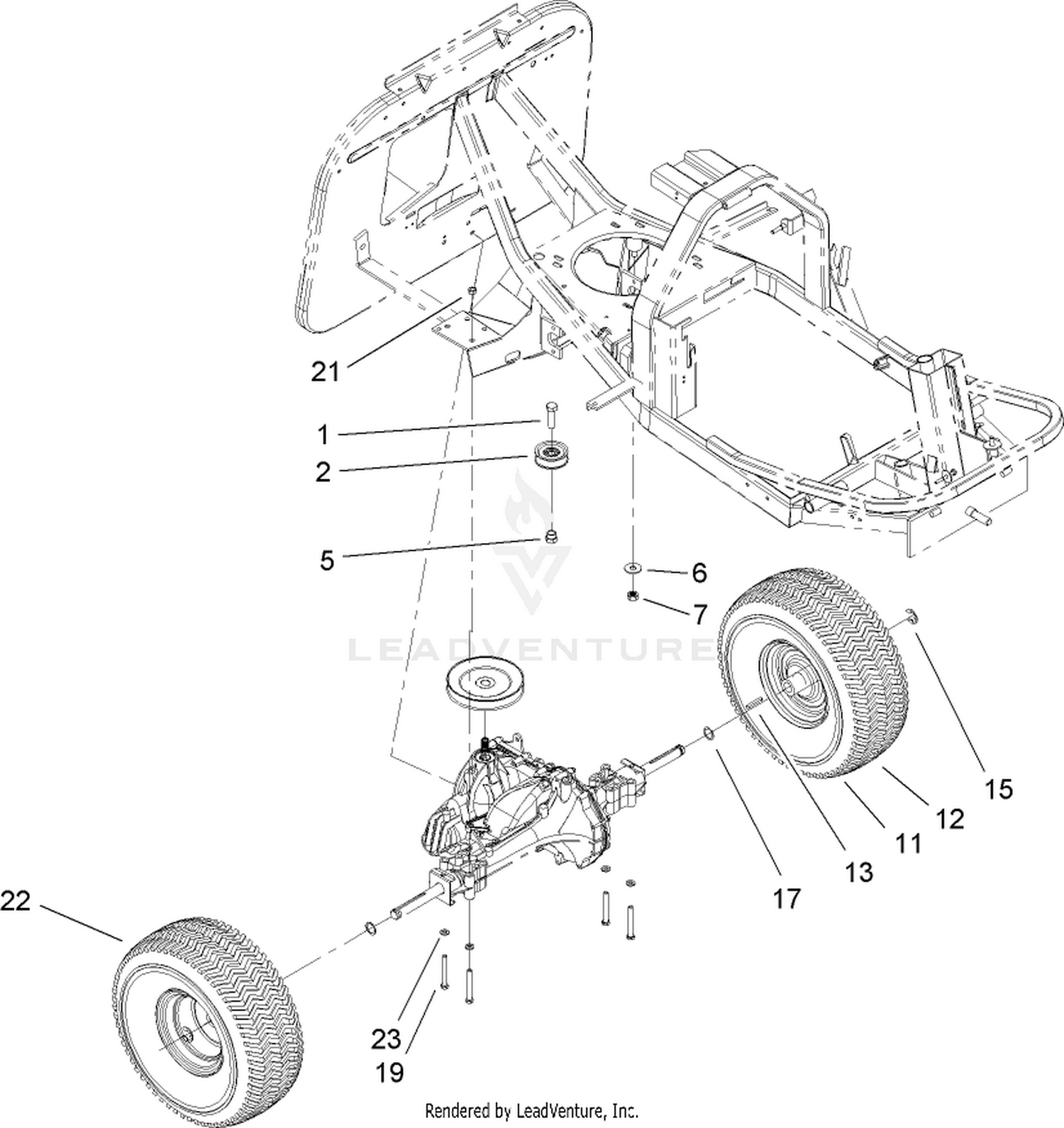 Rear Wheel and Trasmission Assembly