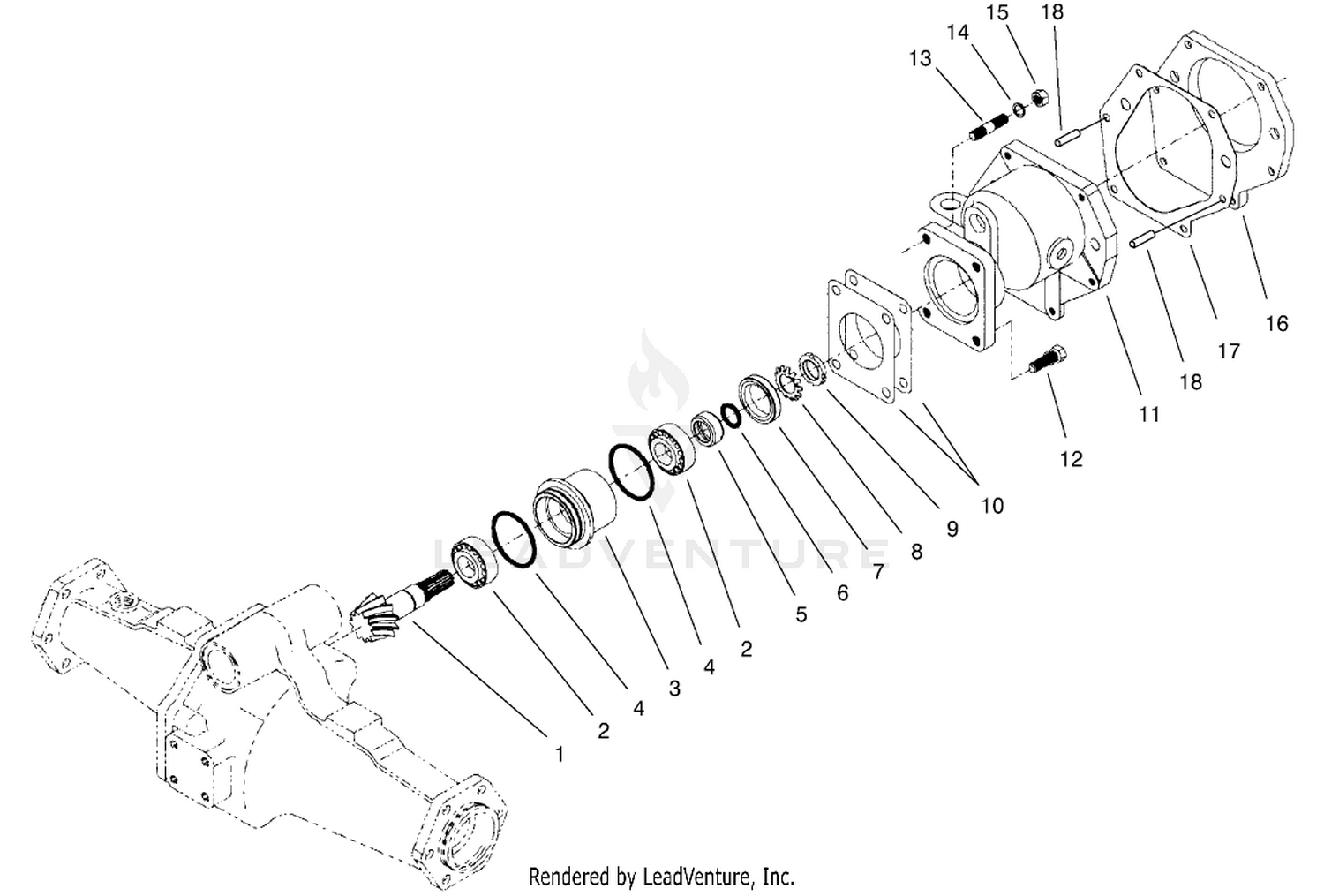 Rear Axle Assembly No. 100-3784 Bevel Pinion Shaft Assembly
