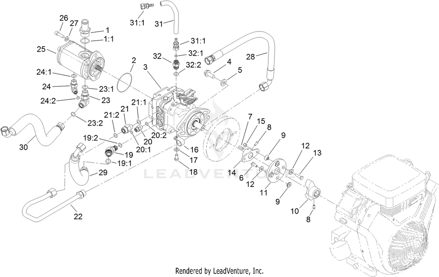 Hydrostat and Gear Pump Drive Assembly