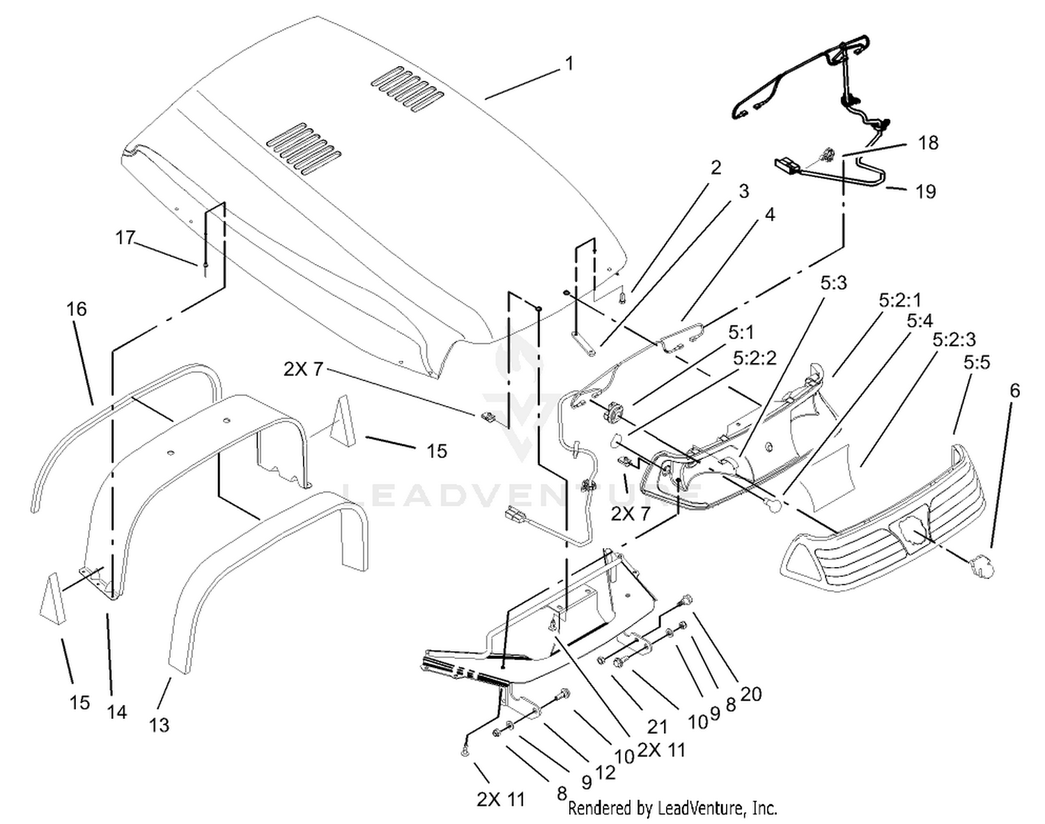 Hood  Headlight Assembly