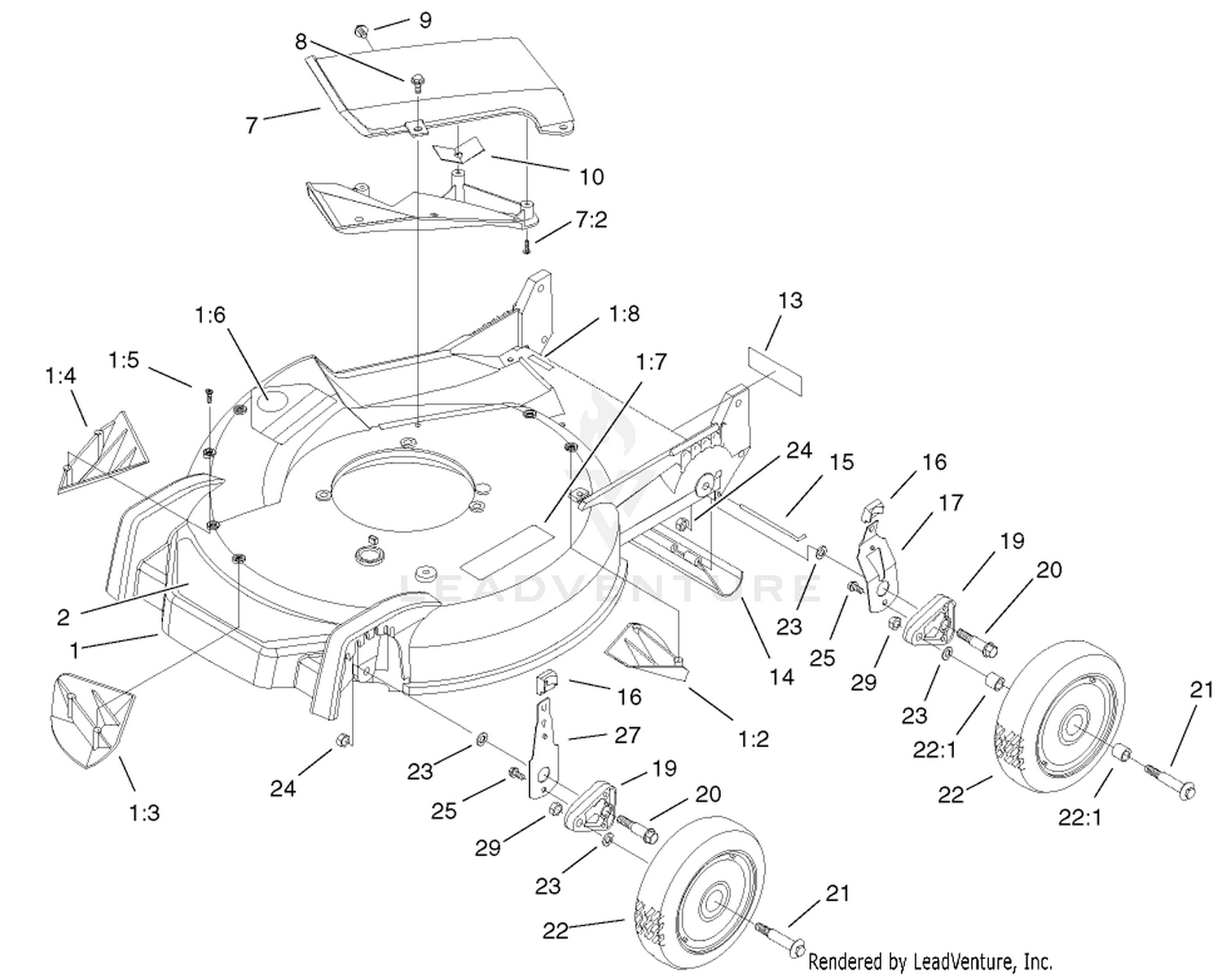 Housing, Handle Bracket, And Wheel Assembly