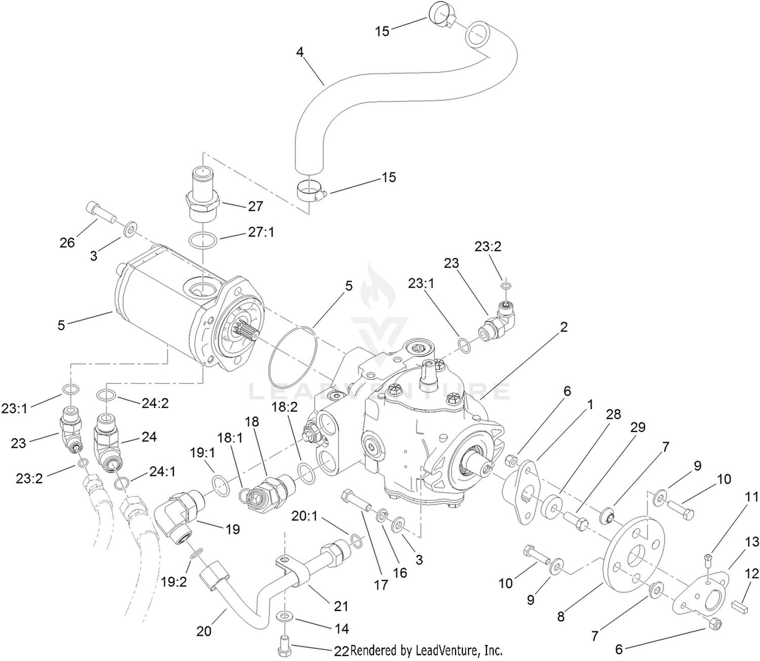 Hydrostat and Gear Pump Drive Assembly