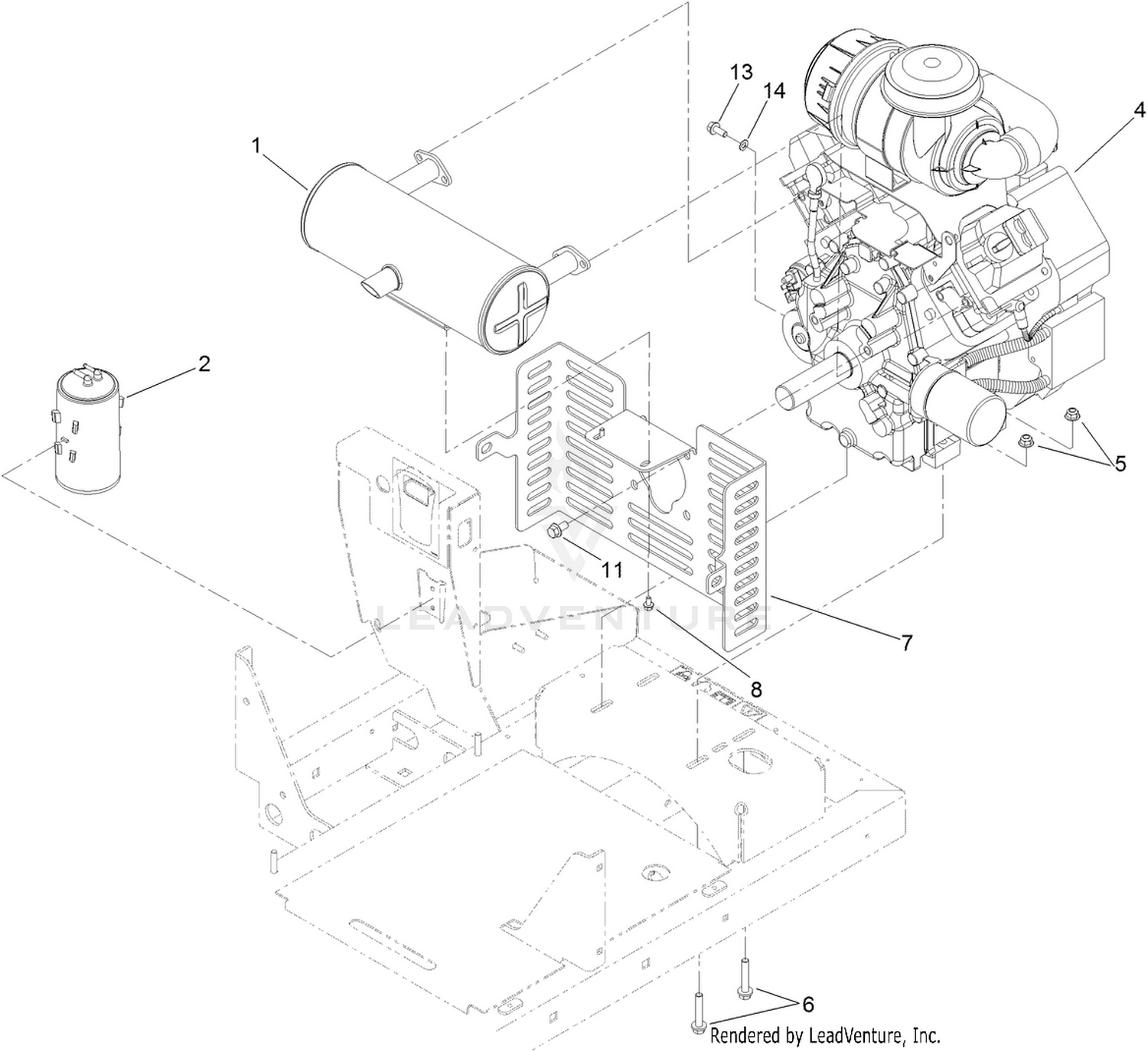 Engine and Muffler Assembly