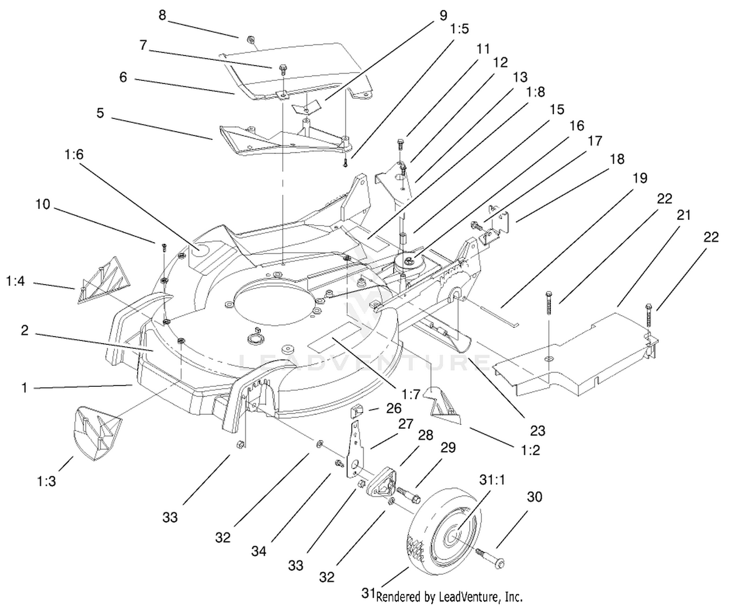 Housing, Handle Bracket and Wheel Assembly