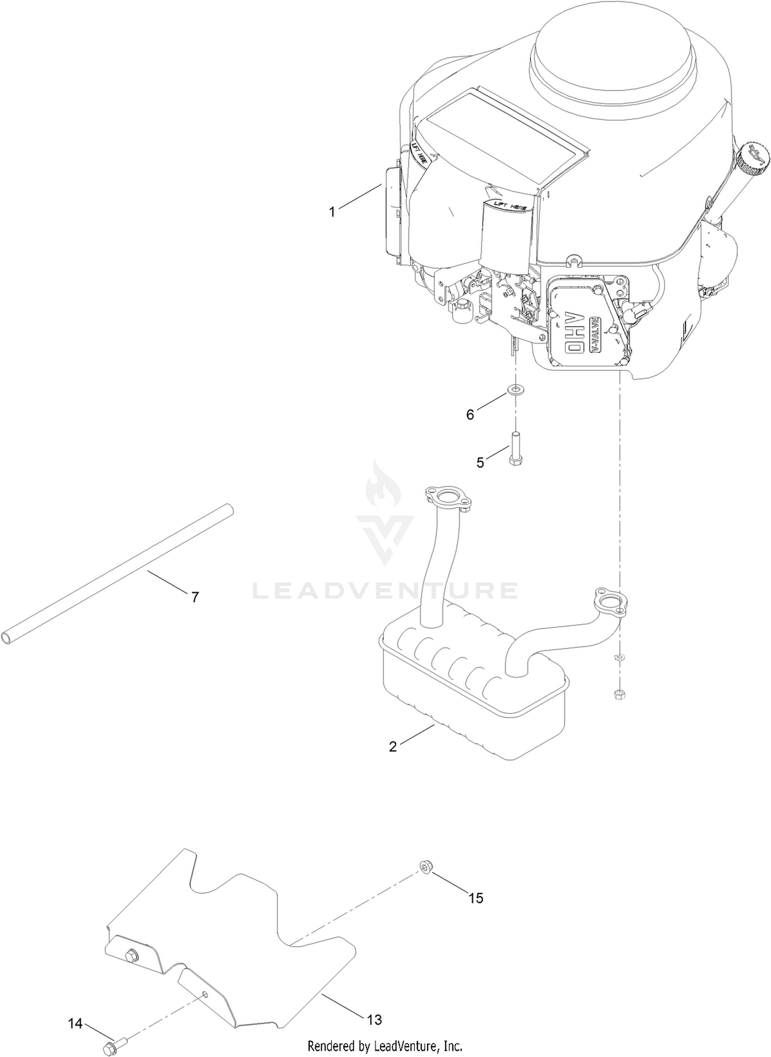 Engine and Muffler Assembly