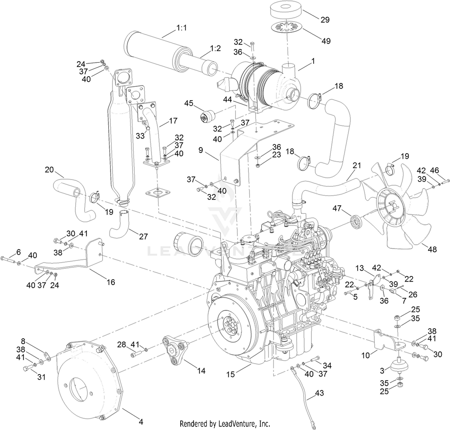 Engine and Mounting Assembly