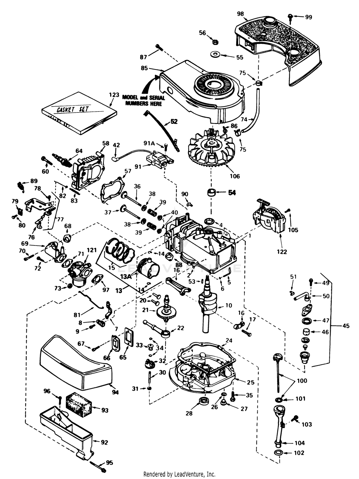 Engine Tecumseh Model No. Tnt 100-10086e
