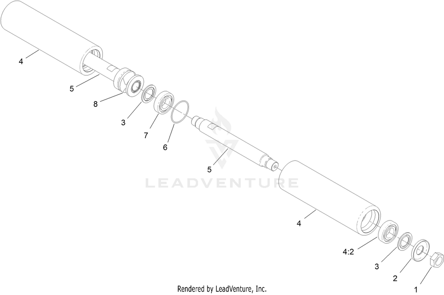 Complete Long Steering Roller Assembly No. 140-5545