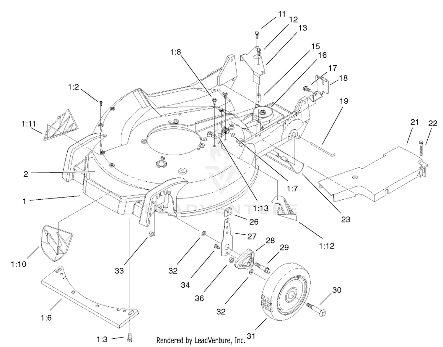 Housing, Handle Bracket and Wheel Assembly