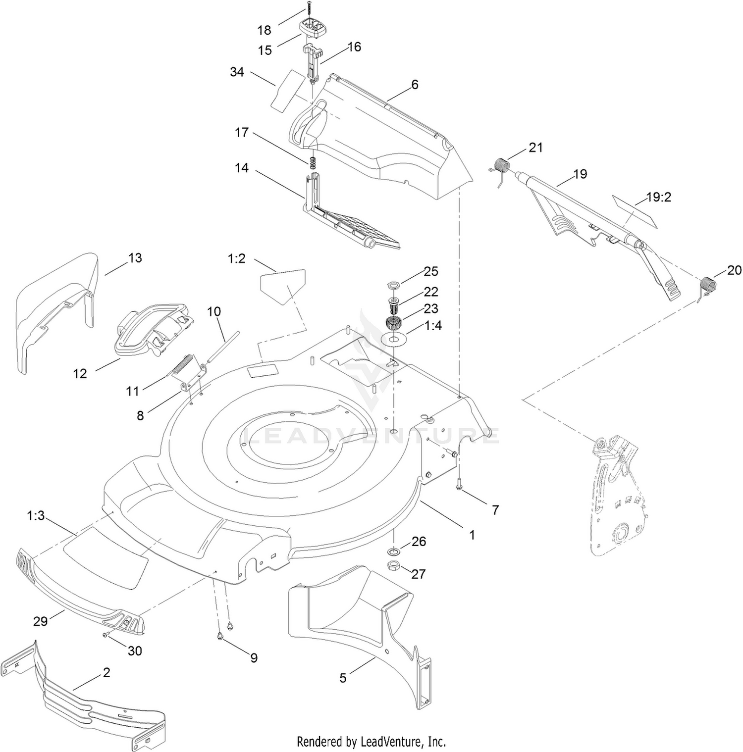Deck, Side Chute and Rear Door Assembly