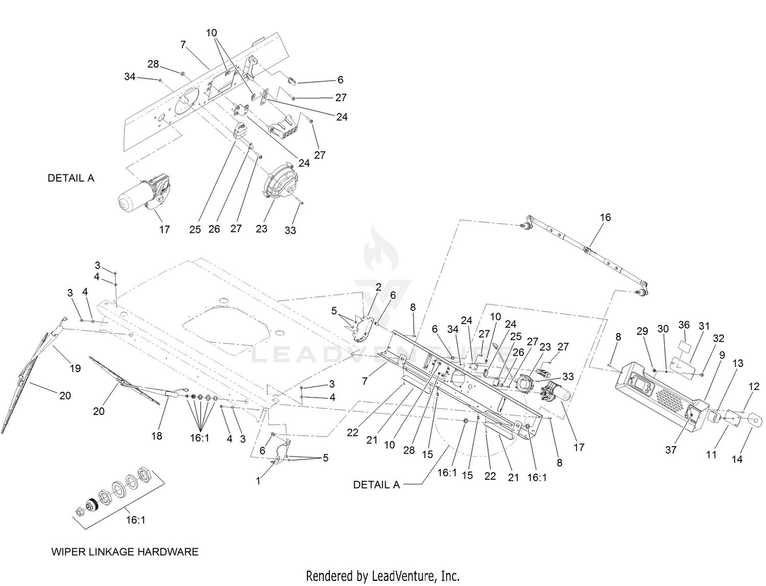 Cab Roof  Windshield Wiper Assembly