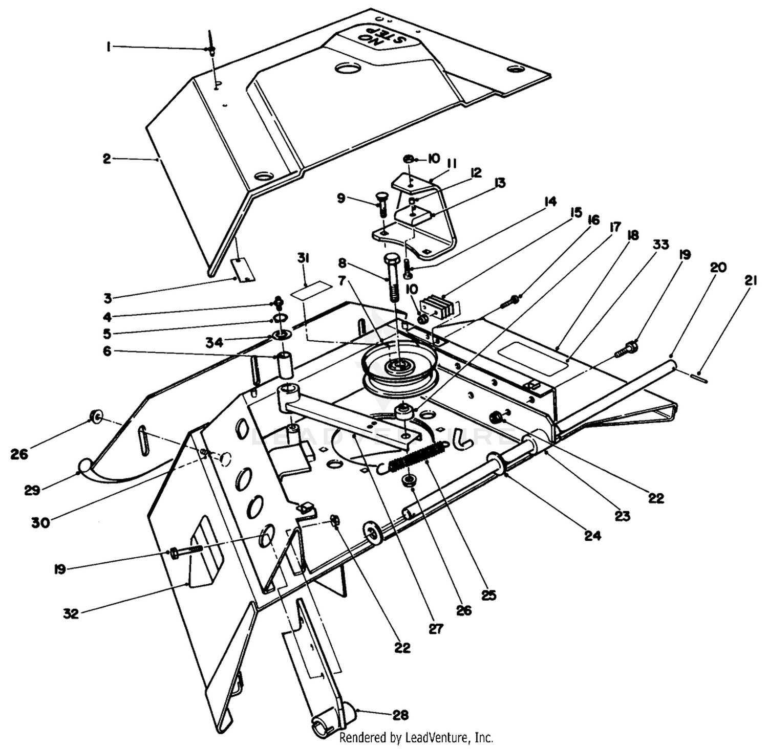 Center Deck Model No. 30592 Right Wing Assembly