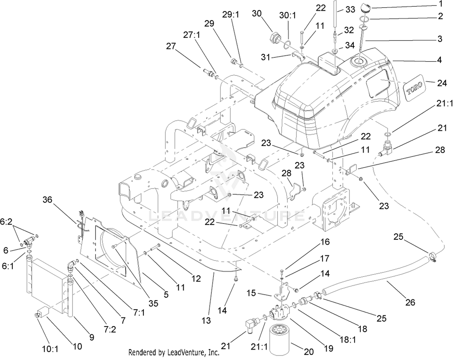 Hydraulic Tank, Filter and Cooler Assembly