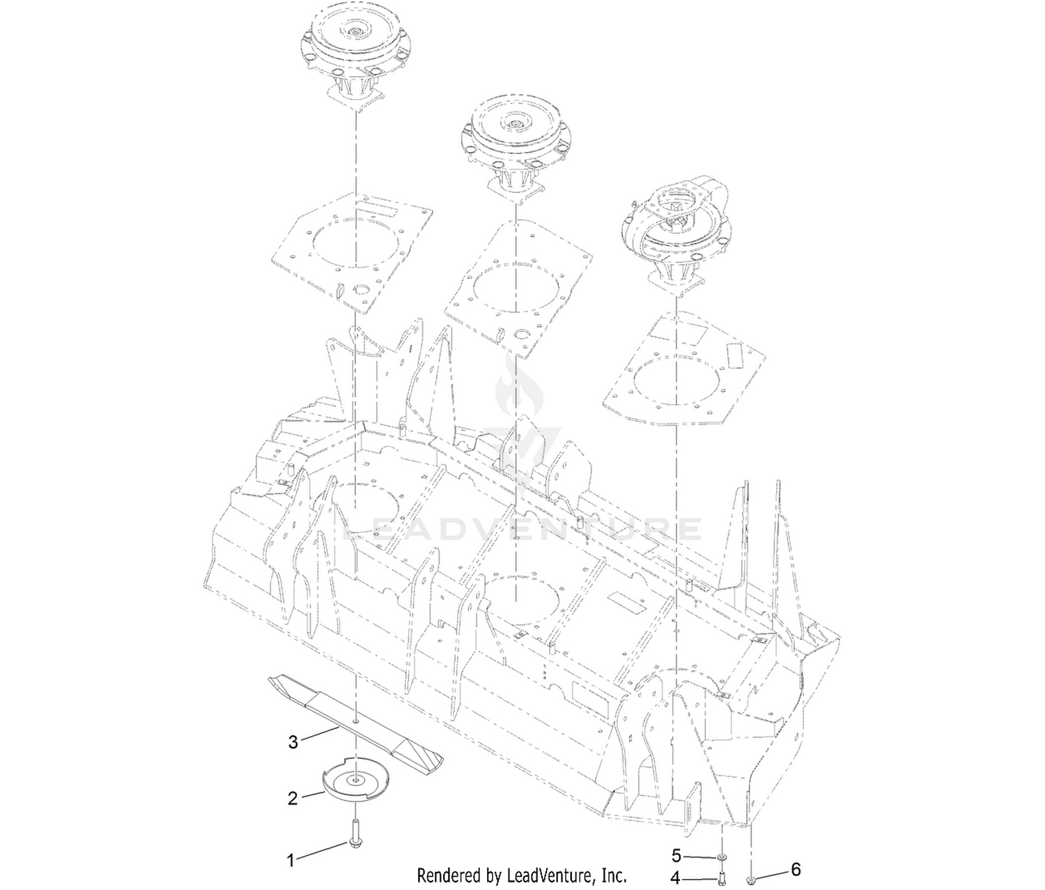 Left Hand Deck Spindle and Blade Assembly