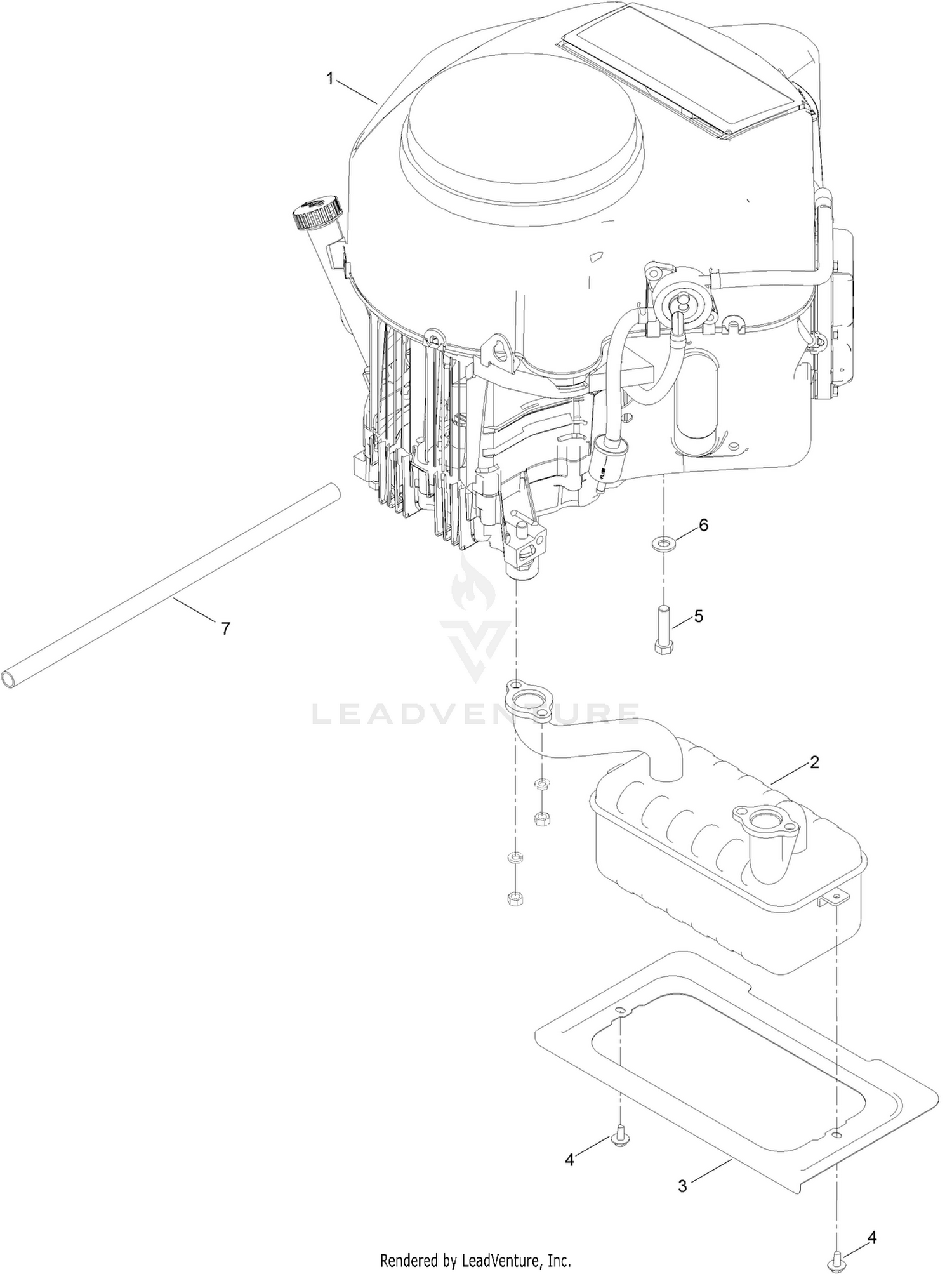Engine and Muffler Assembly