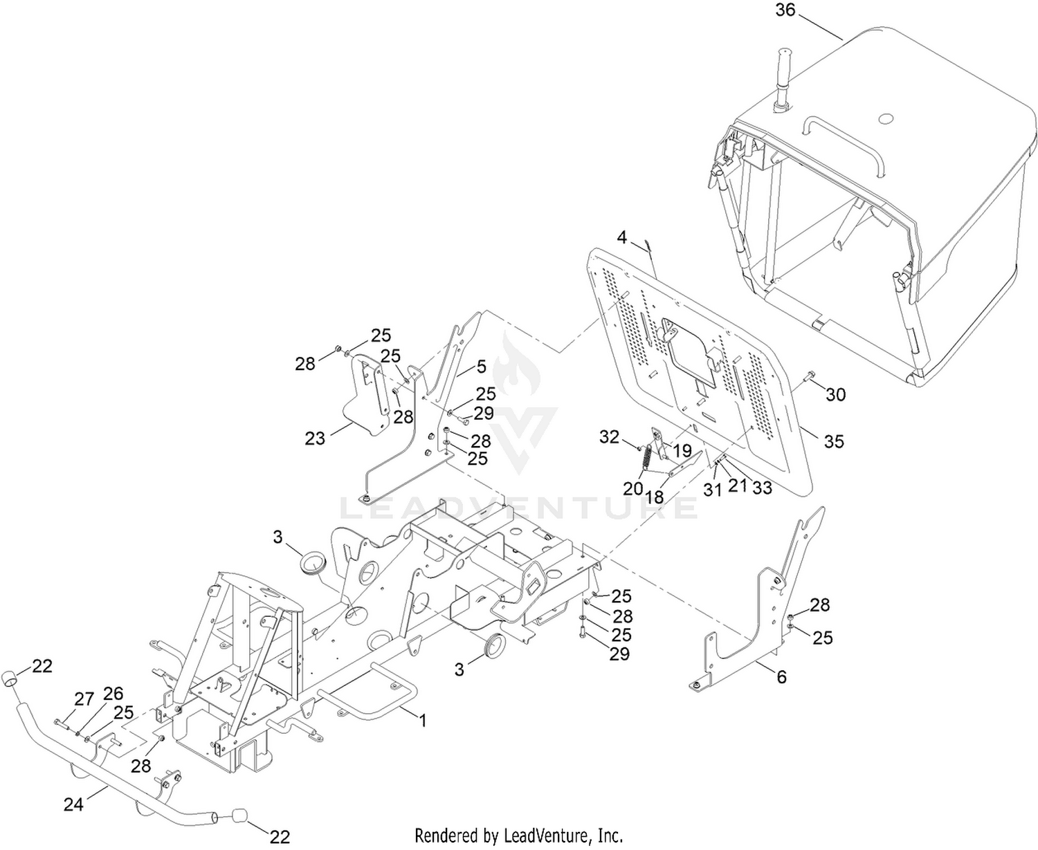 Chassis and Grass Bag Assembly