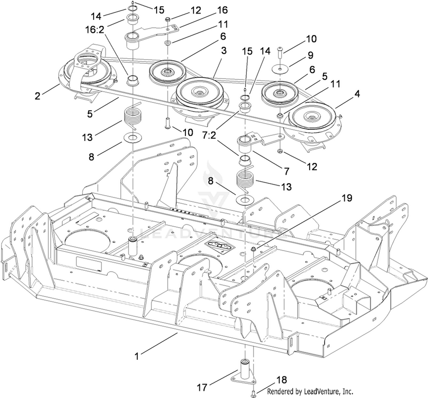 Right Deck  Belt and Pulley Assembly