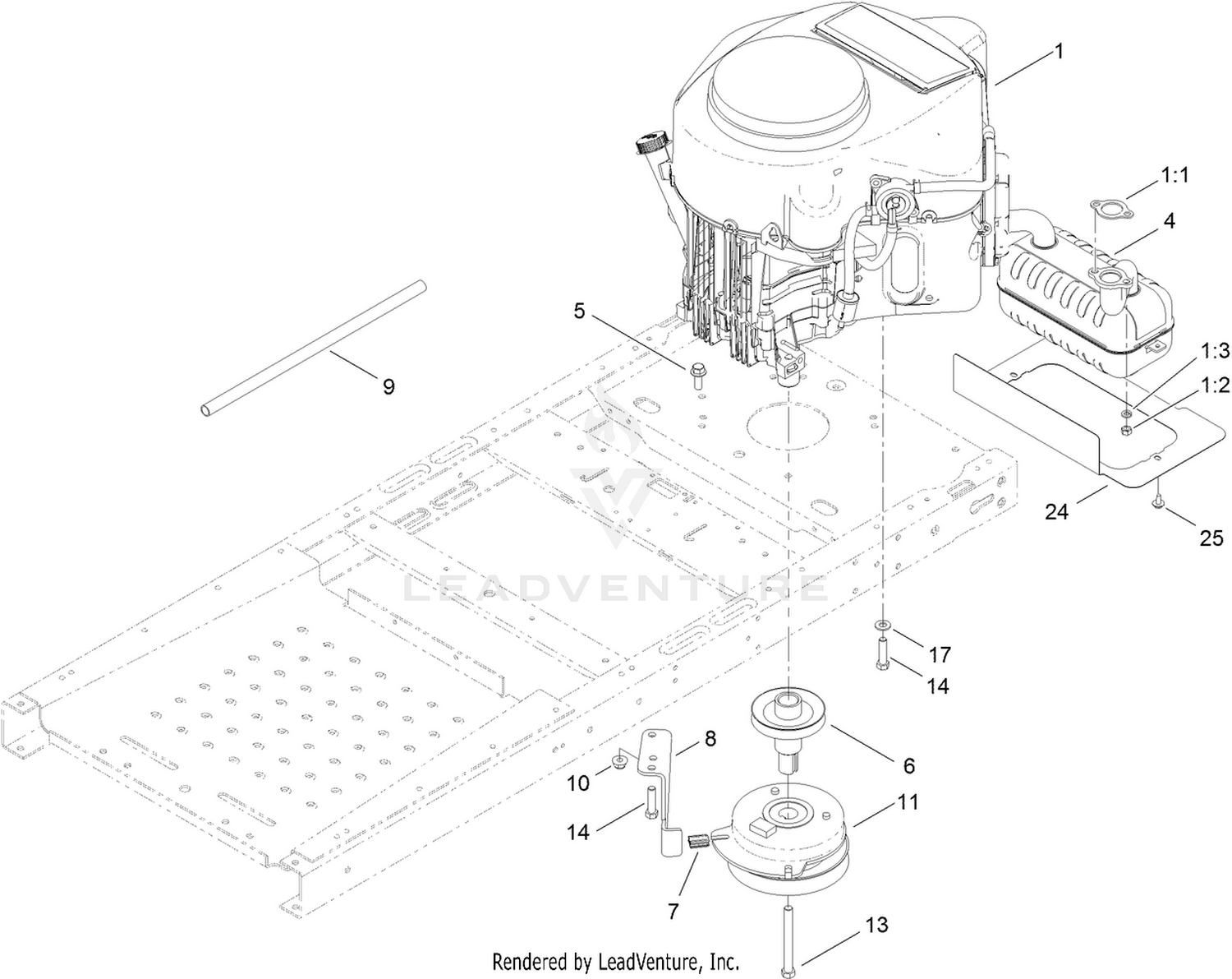 Engine, Muffler and Clutch Assembly